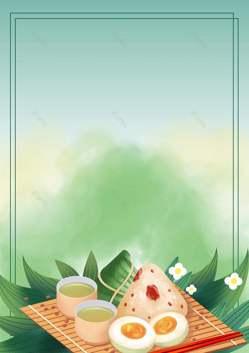端午节小清新竹叶粽子咸鸭蛋背景图,插画/手绘图,插画/手绘图库,插画/手绘图下载,插画/手绘